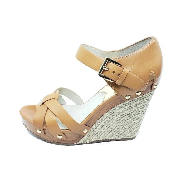Michael Kors Somerly Womens Wedge Espadrille Tan Leather Size 9 M - Picture 1 of 11